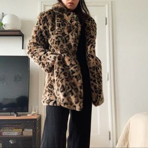 Bershka leopard fur coat